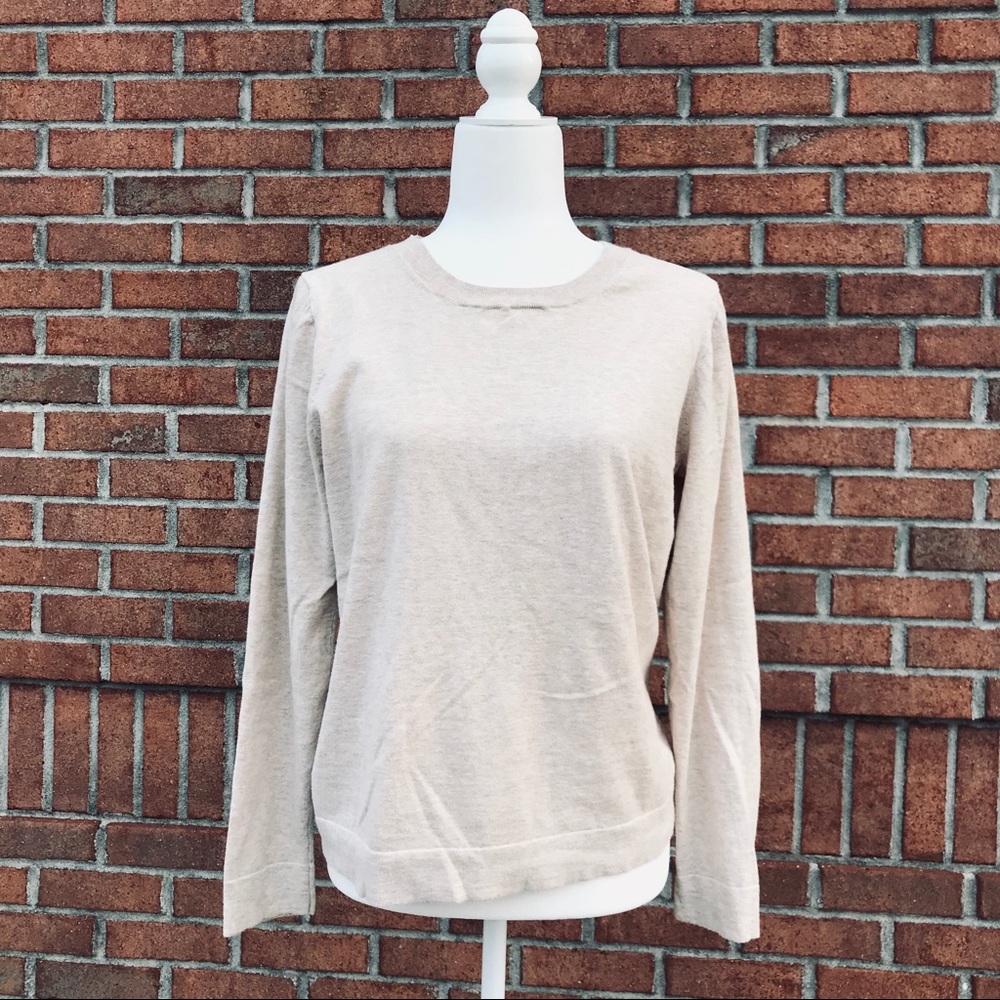 J Crew Beige Pullover Sweater Size L - 100% cotton